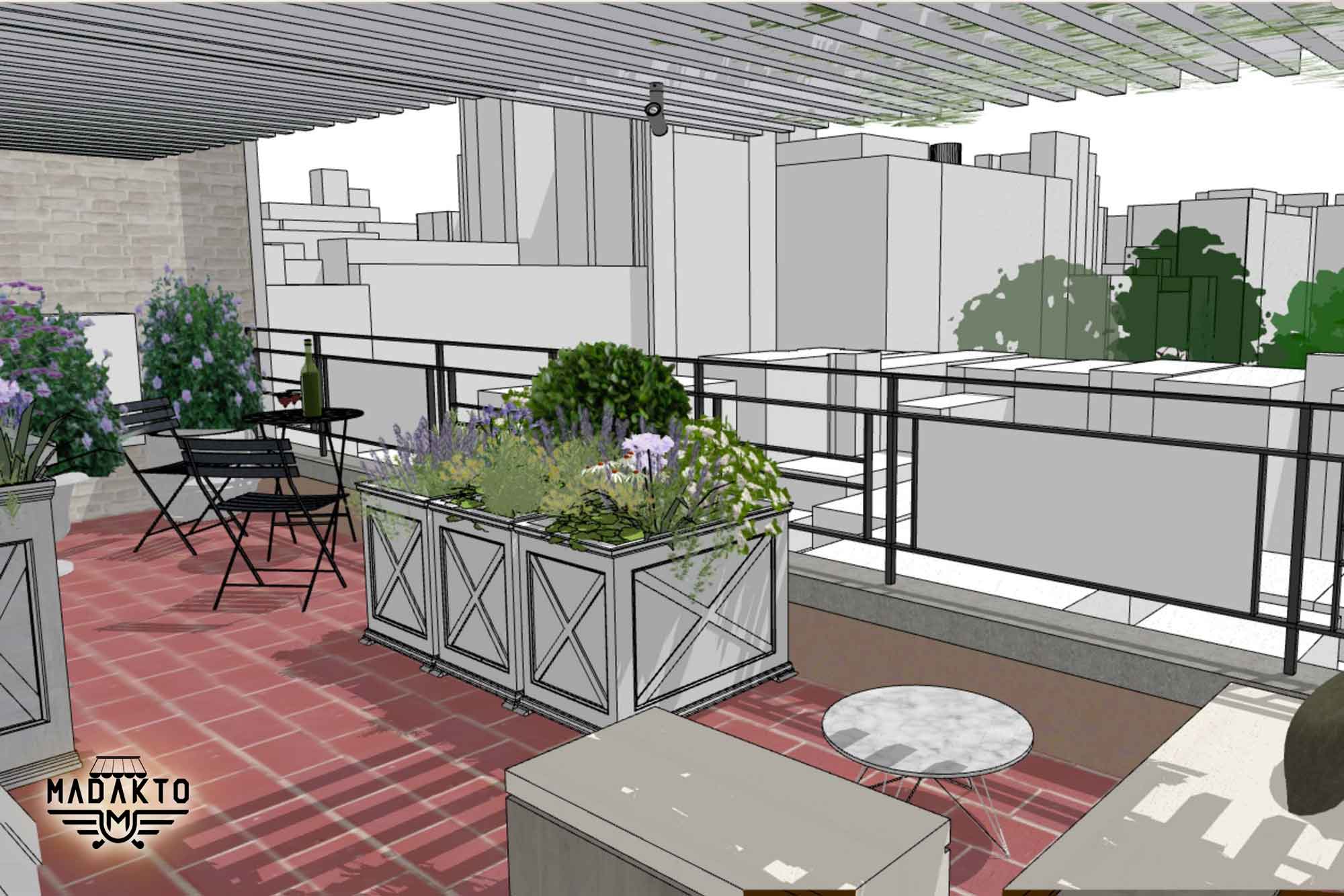 سقف برقی روف گاردن-ماداکتو سایه